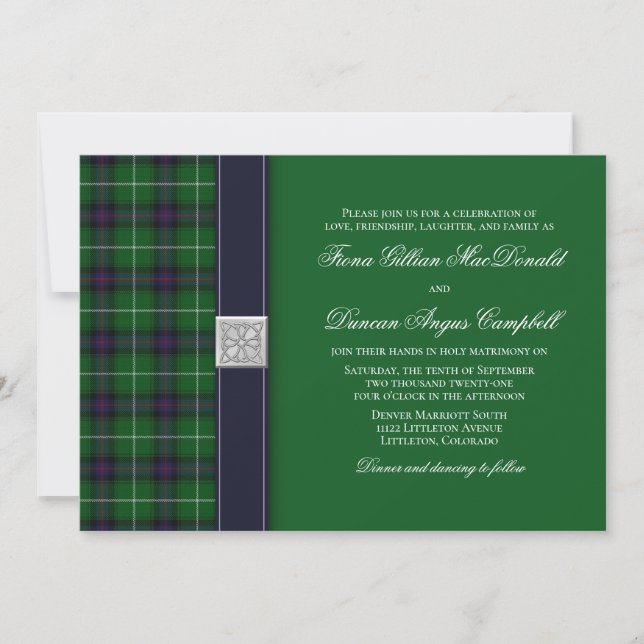 Customizable Tartan Celtic Wedding Invitation (Front)