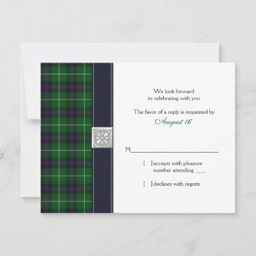 Customizable Tartan Celtic Wedding Reply Card Personalized Invite