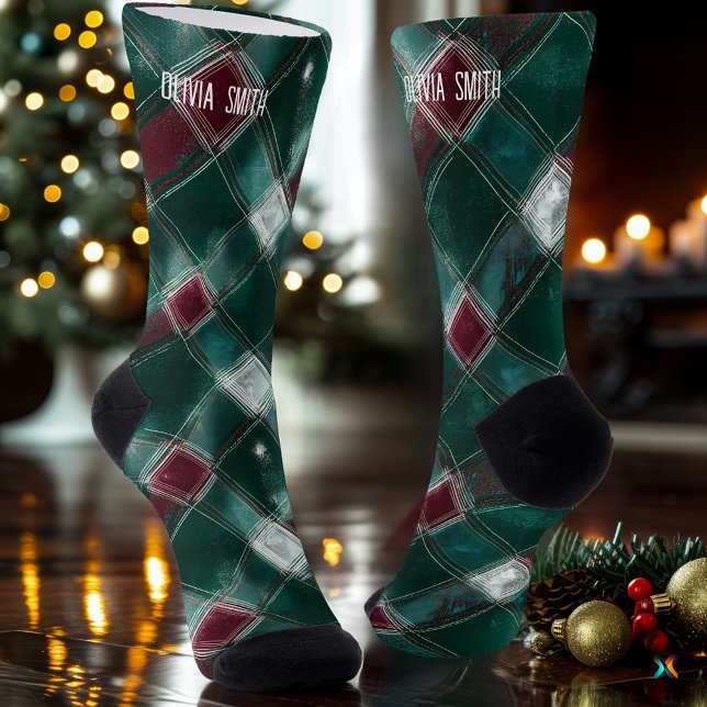 Customizable Tartan Plaid Personalized Checkered  Socks (Creator Uploaded)