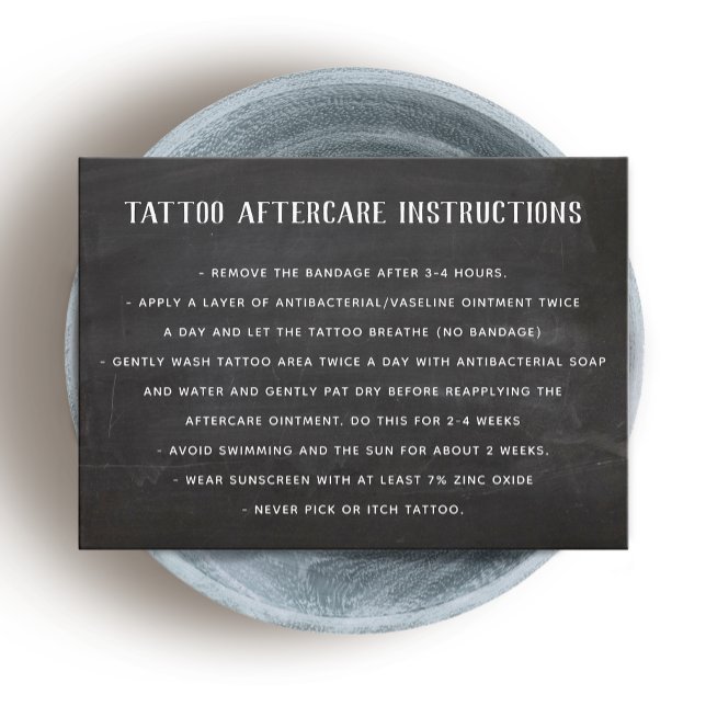 Customizable Tattoo Aftercare Instructions  Black Business Card (Creator Uploaded)