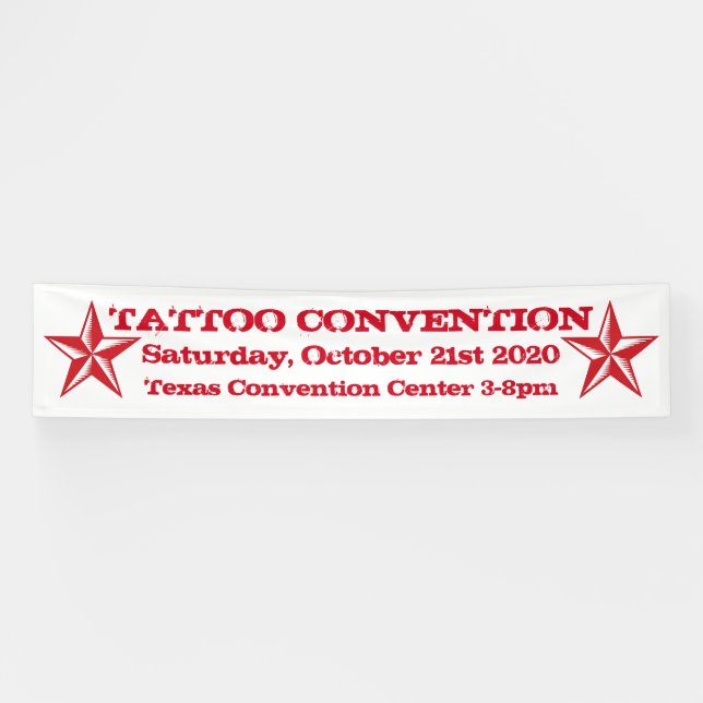 Customizable Tattoo convention red banner sign (Horizontal)