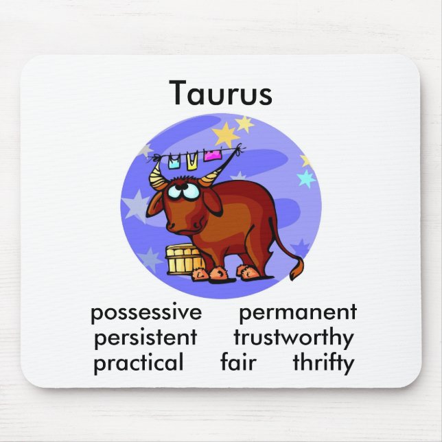 Customizable Taurus traits Cute Cartoon Zodiac Mouse Pad (Front)