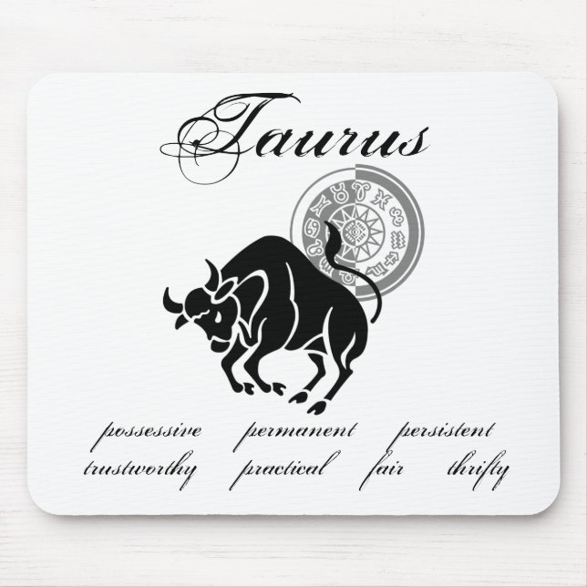 Customizable Taurus traits Greek-style Zodiac Mouse Pad (Front)