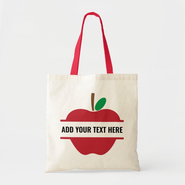 Customizable Teacher Apple Tote Bag (Front)