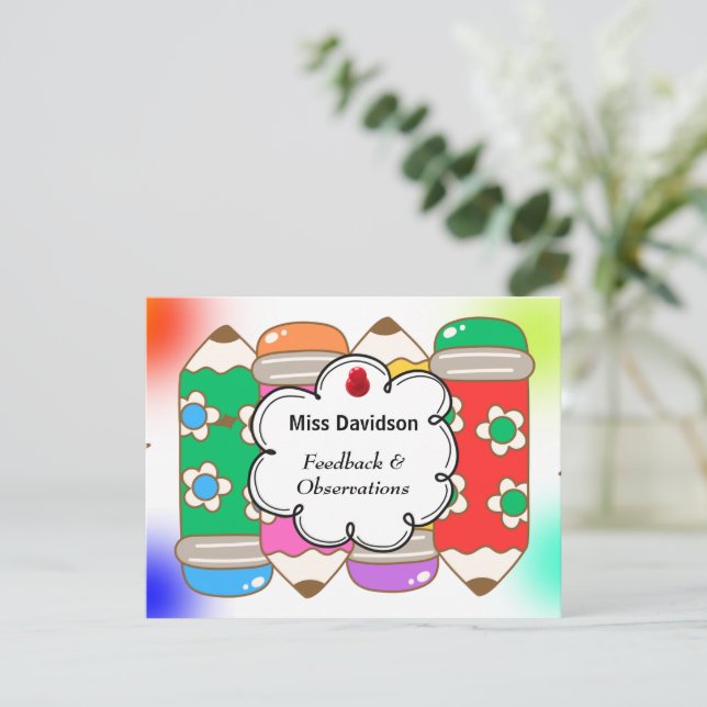 Customizable Teacher Feedback Comment to Student  Note Card (Standing Front)