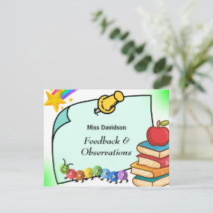Customizable Teacher Feedback Comment to Student  Note Card