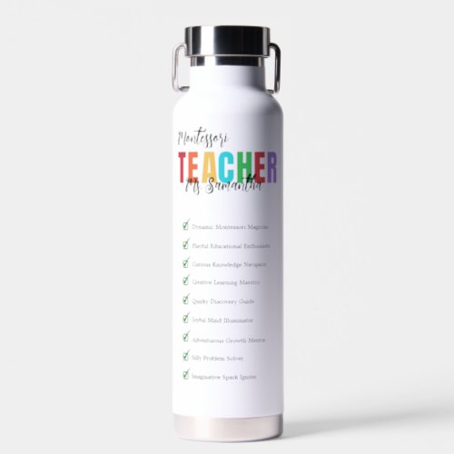 Customizable Teacher Funny Checklist Colorful   Water Bottle