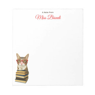 Customizable Teacher Notepad – Marty the Cat