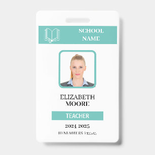 Customizable Teacher & Student ID Card Template Badge