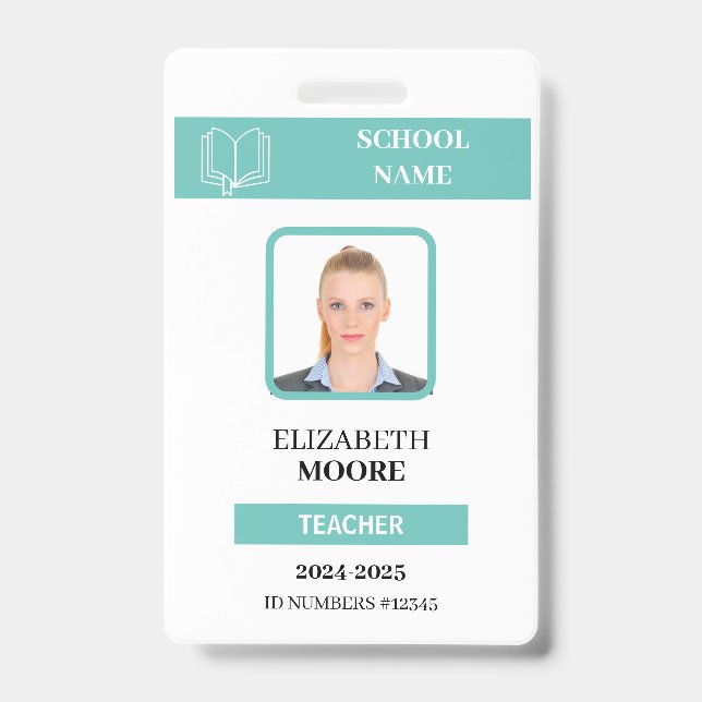 Customizable Teacher & Student ID Card Template Badge (Front)