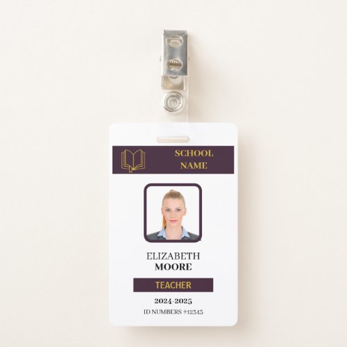 Customizable Teacher  Student ID Card Template Badge