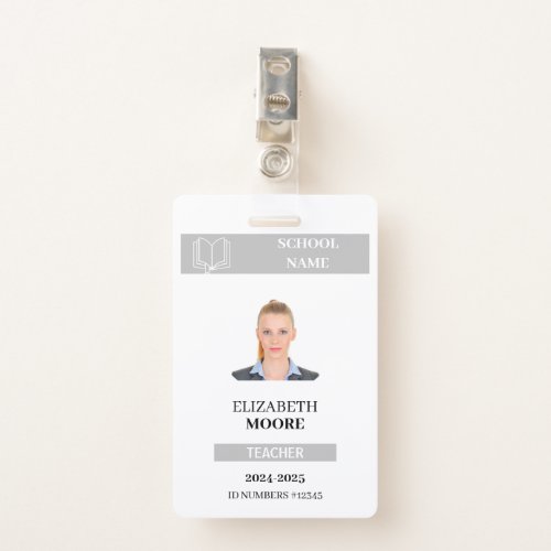 Customizable Teacher  Student ID Card Template Badge