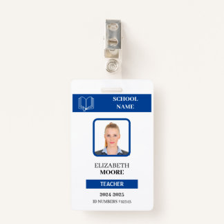 Customizable Teacher & Student ID Card Template Badge
