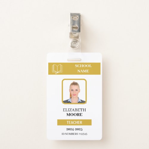 Customizable Teacher  Student ID Card Template Badge