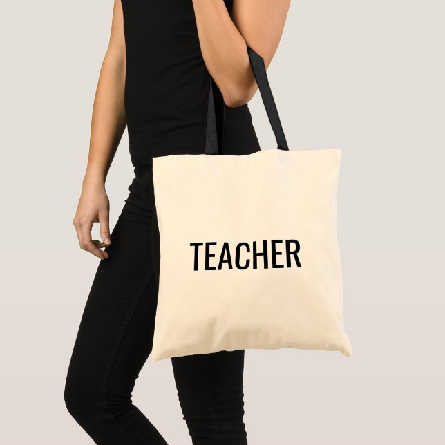 Customizable TEACHER Text Statement Budget Tote Bag (Front (Product))