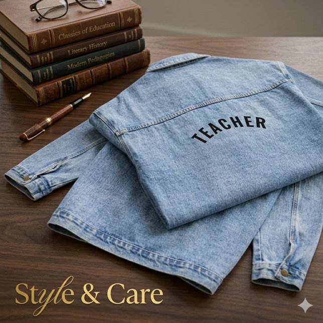 Customizable TEACHER Text Statement Denim Jacket (Customizable TEACHER Text Statement Denim Jacket)