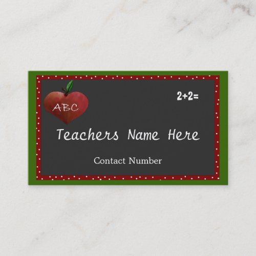 Customizable Teachers Business Card