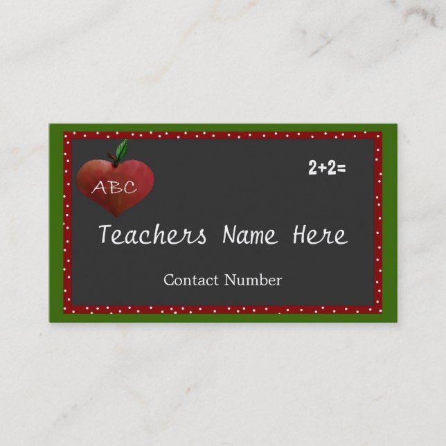 Customizable Teachers Business Card (Front)