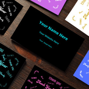 Customizable Teal/Black Thank You Business Card