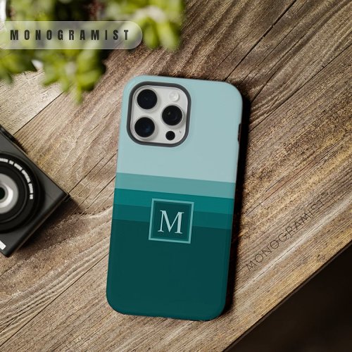 Customizable Teal Blue Green Color Block iPhone 15 Pro Max Case
