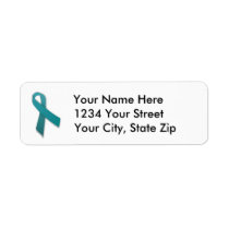 Customizable Teal Cancer Ribbon Address Label