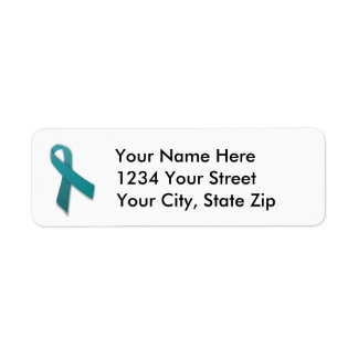 Customizable Teal Cancer Ribbon Address Label