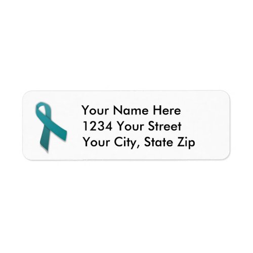 Customizable Teal Cancer Ribbon Address Label