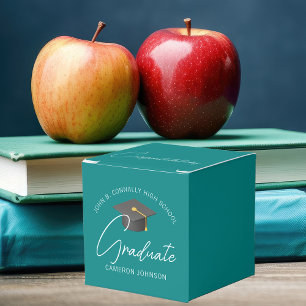 Customizable Teal Modern Graduation Party Favor Boxes