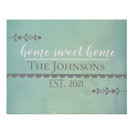 Customizable Teal Watercolor Home Sweet Home Sign