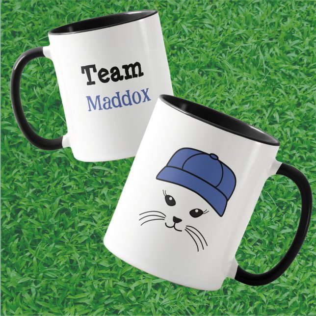 Customizable Team Little Cat Baseball Player Mug (Creator Uploaded)