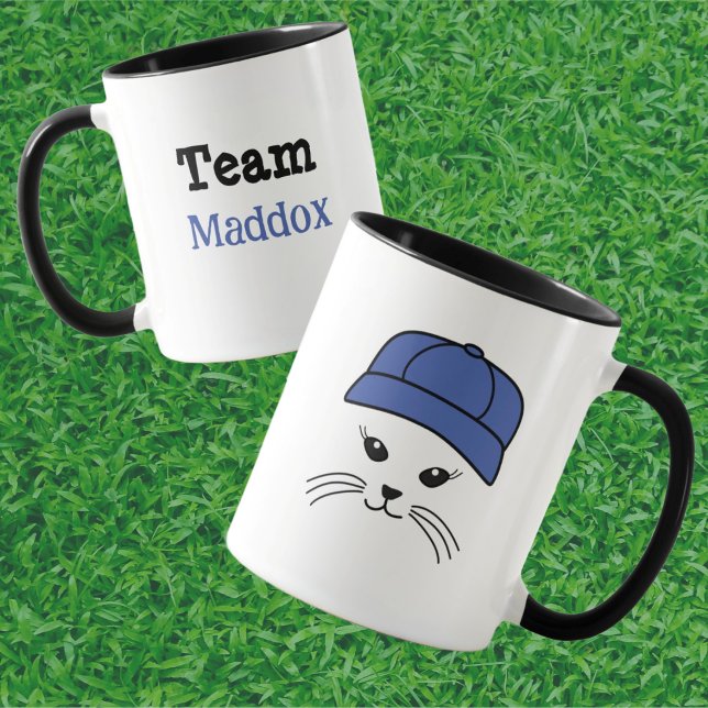 Customizable Team Little Cat Baseball Player Mug (Creator Uploaded)