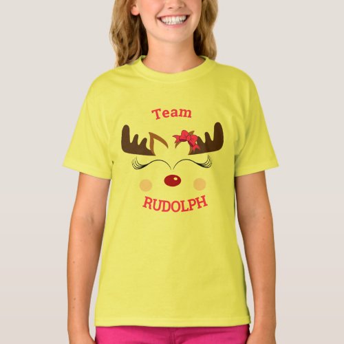 Customizable Team Rudolph Family Girls Christmas T_Shirt
