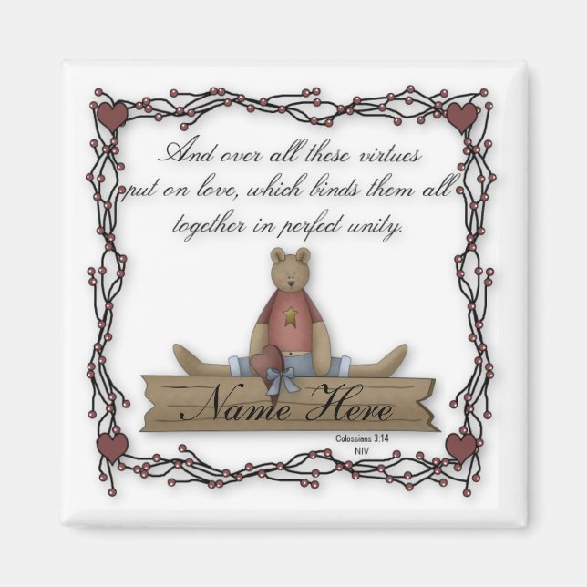 Customizable Teddy Bear Virtues Magnet 6 (Front)