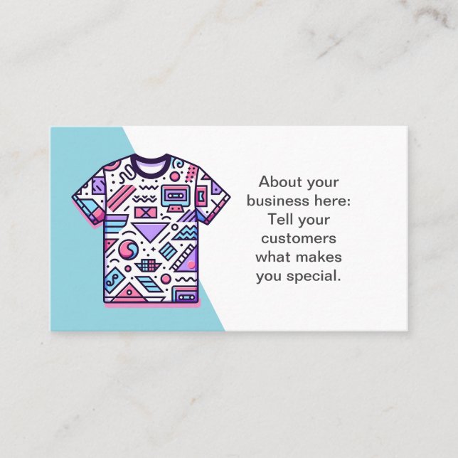 Customizable Tee Shirt Seller Shop Business Card (Front)