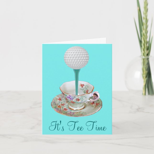 Customizable Tee Time Golf Note Cards for Women (Front)