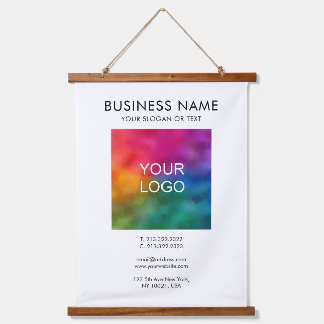 Customizable Template Business Company Logo Text Hanging Tapestry (Front)