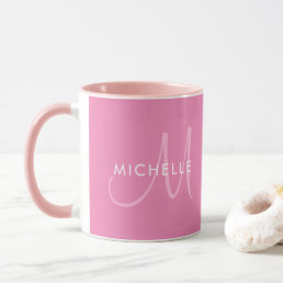Customizable Template Names Initial Monogram Pink Mug