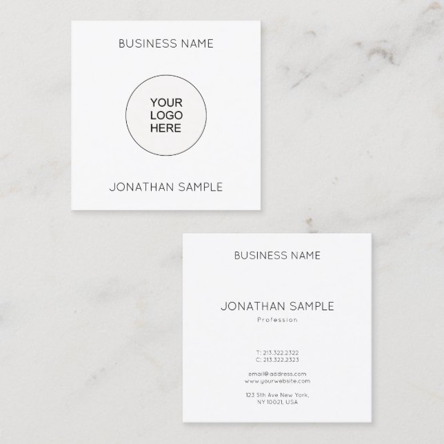 Customizable Template Upload Your Company Logo Square Business Card (Front/Back)
