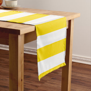 Customizable Template Yellow White Stripes Modern Short Table Runner