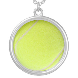 Customizable Tennis Ball Silver Plated Necklace