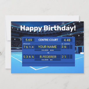 Customizable Tennis Hard court Happy Birthday Card