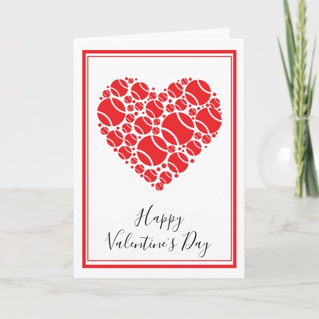 Customizable Tennis red 💘 Valentine's  Card (Front)