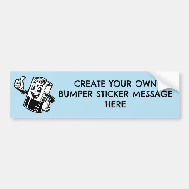 Customizable Tesla Regret Cartoon Battery Bumper Sticker (Front)