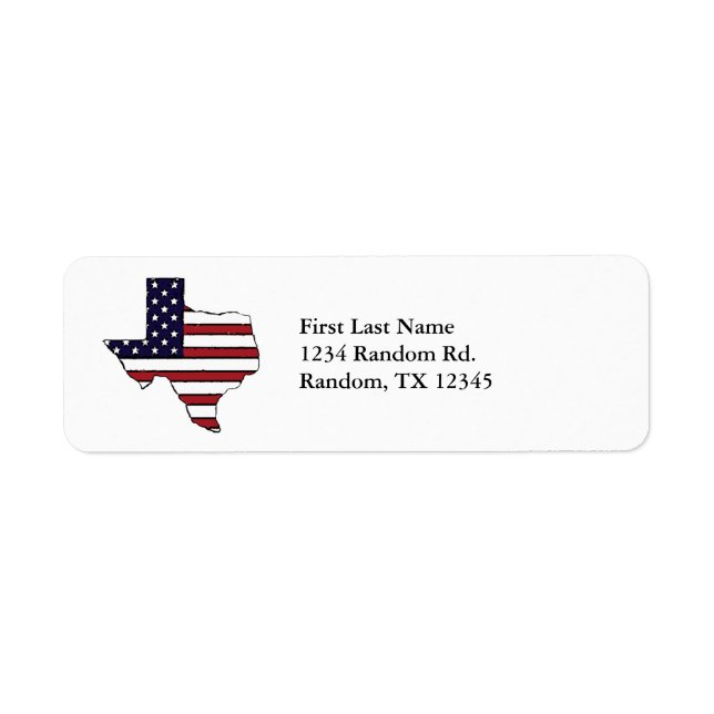 Customizable Texas American flag address labels (Front)