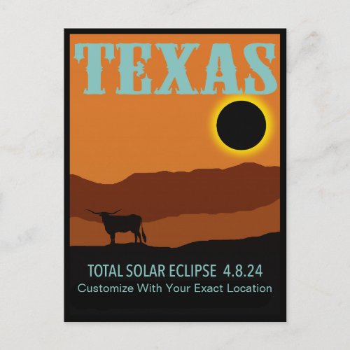 CUSTOMIZABLE Texas Eclipse  Postcard