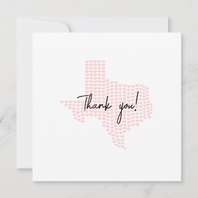 Customizable Texas Hearts Wedding Thank You Card (Front)