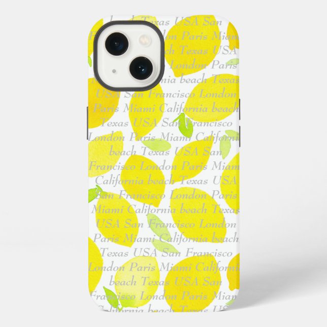 Customizable text and image modern pattern citrus  iphone case (Back)