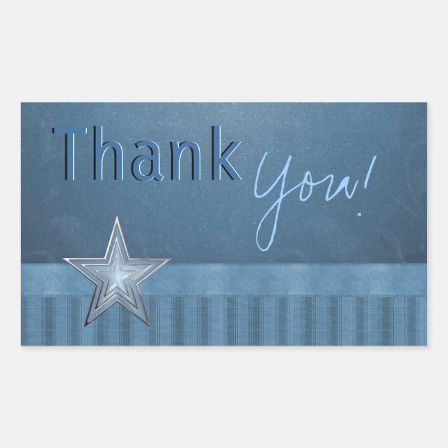 Customizable Text Blue Thank You Stickers (Front)