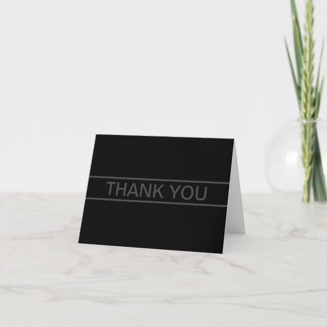 Customizable Text | Bold Modern Black & Dark Gray Thank You Card (Front)