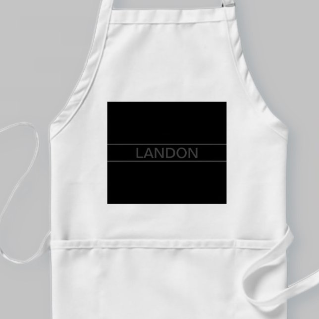 Customizable Text | Bold Modern Black & Dark Grey Adult Apron (Creator Uploaded)